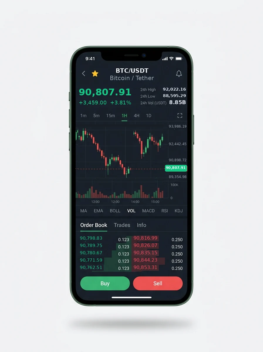 The same portfolio view on a phone screen